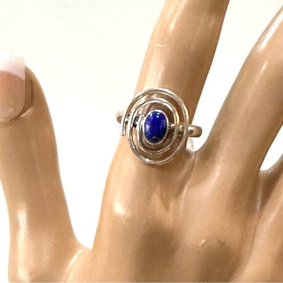 Natural Lapis - Afghanistan .925 solid Sterling Silver Ring size 8 gemstone - Picture 6 of 6